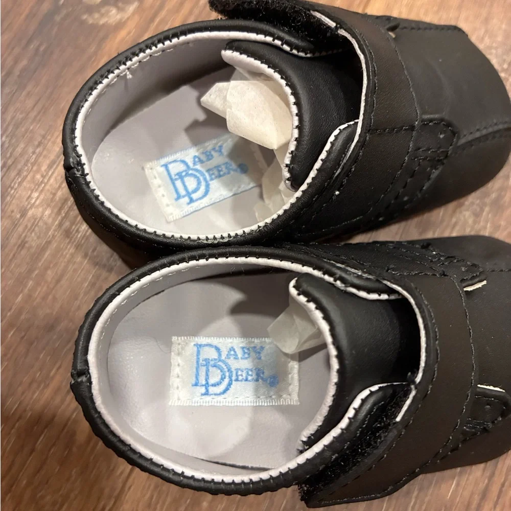 NWT Baby Deer Black Leather Dress Shoes Size 2 Baby